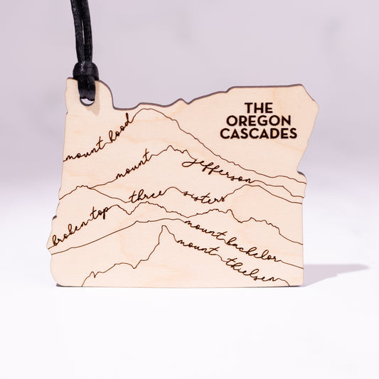 State Christmas Ornaments: Oregon Cascade Mountains (Script Font)