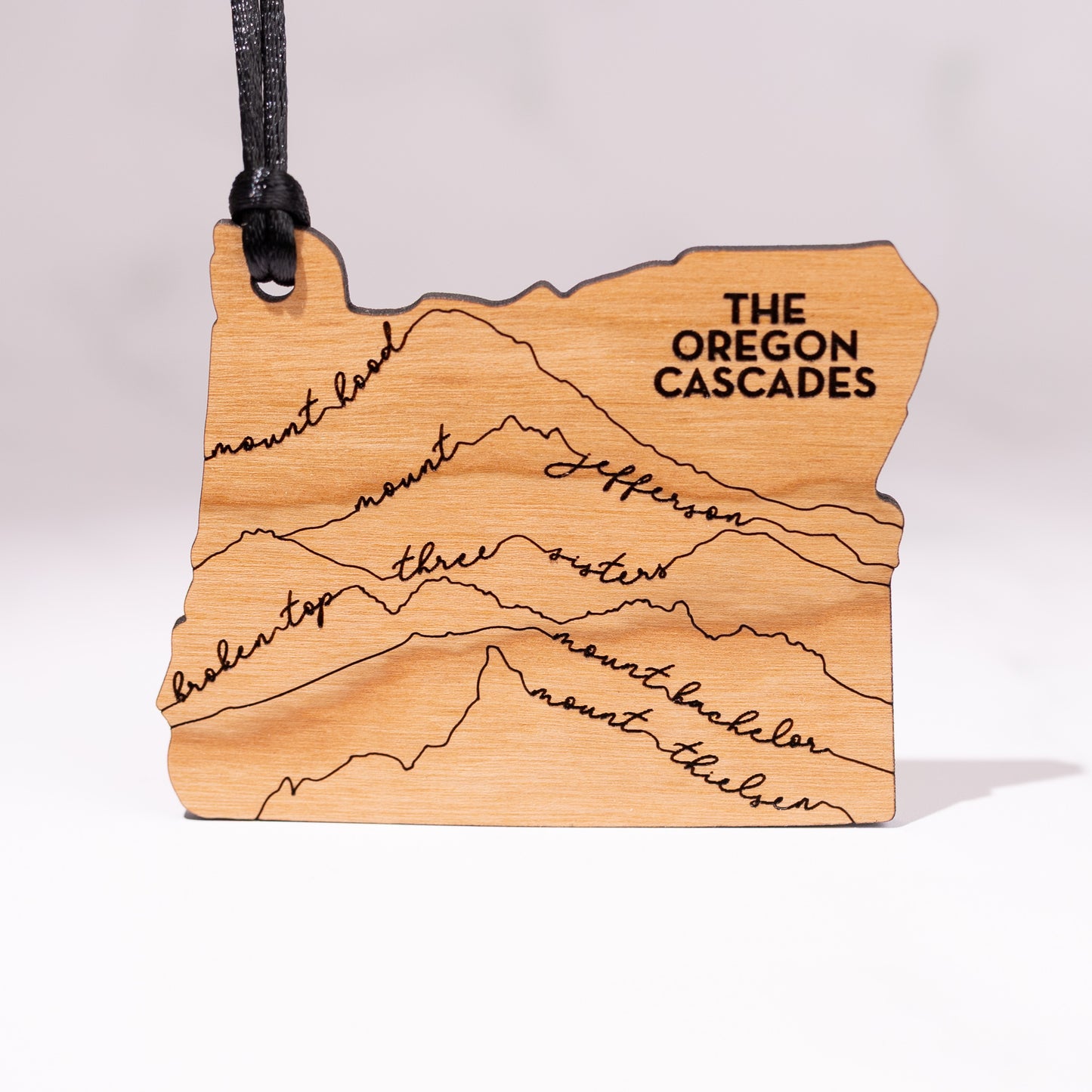State Christmas Ornaments: Oregon Cascade Mountains (Script Font)