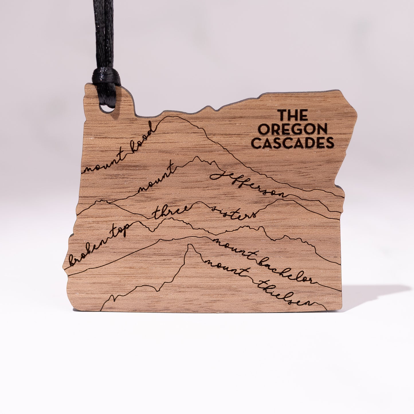 State Christmas Ornaments: Oregon Cascade Mountains (Script Font)