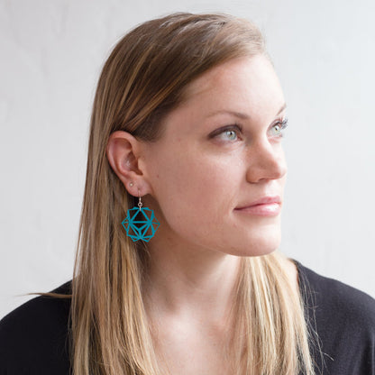 Acrylic Earrings - Turquoise Oridama - LeeMo Designs in Bend, Oregon