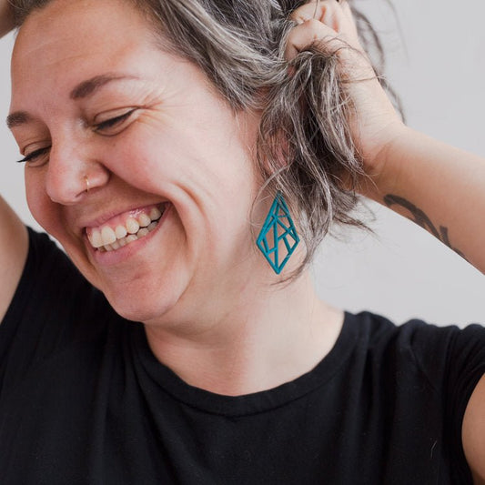 Acrylic Earrings - Turquoise Diamonds - LeeMo Designs in Bend, Oregon