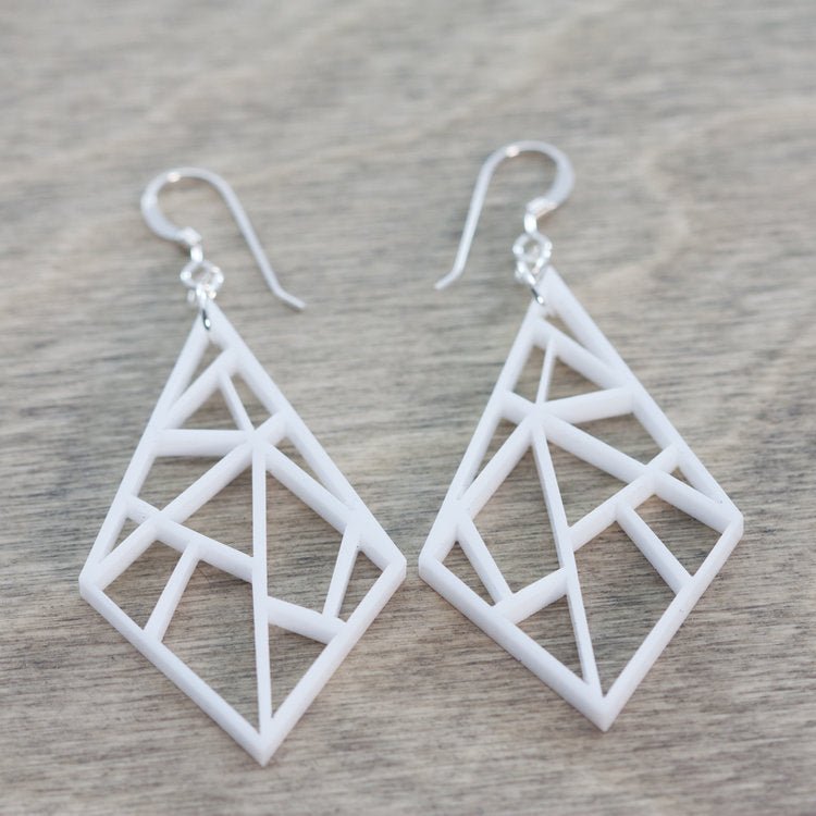 Acrylic Earrings - White Diamonds - LeeMo Designs in Bend, Oregon