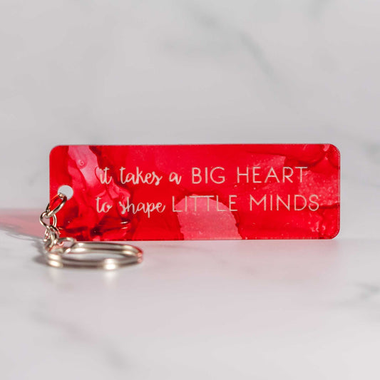 Alcohol Ink Quotes for Teacher Appreciation Keychains - Red Alcohol Ink Colorway - Collaboration of West Meadow Creative and LeeMo Designs in Bend, Oregon