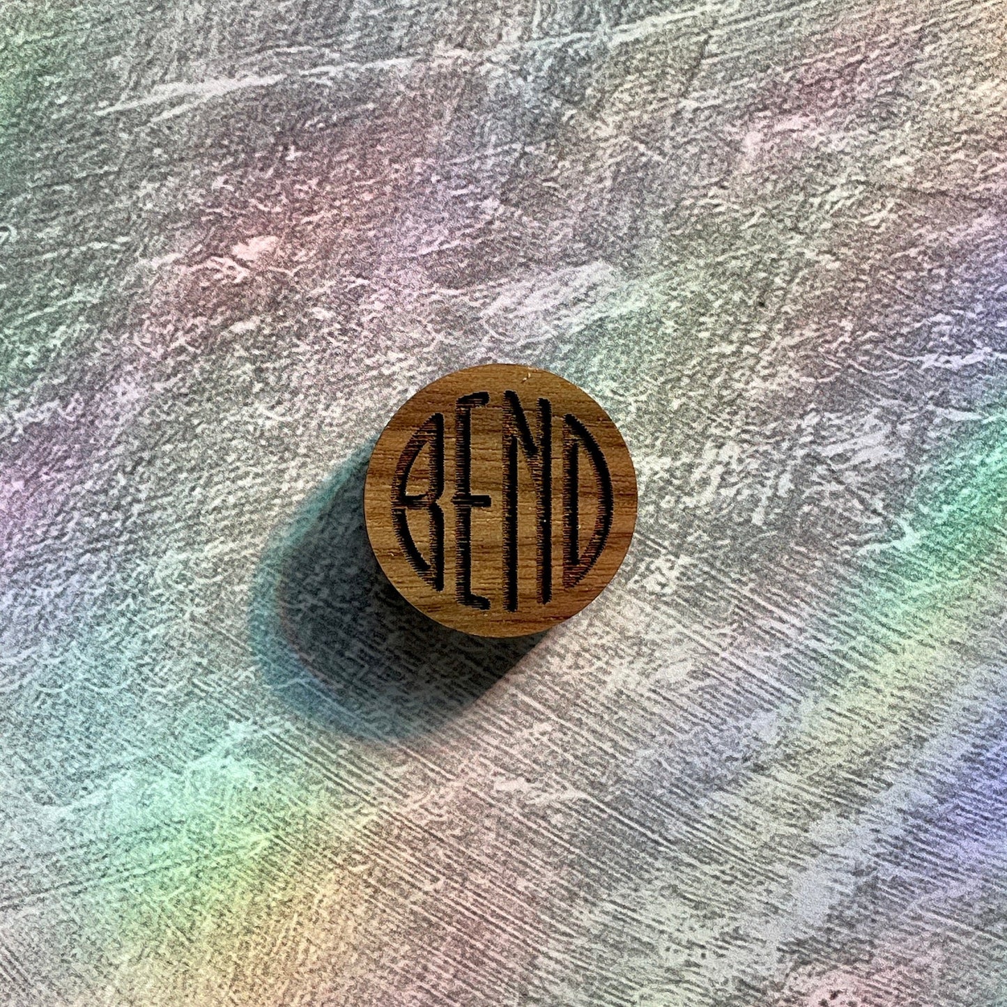 Decorative Refrigerator Magnets - Wood Magnets Bend Logo Walnut Wood by LeeMo Designs in Bend, Oregon