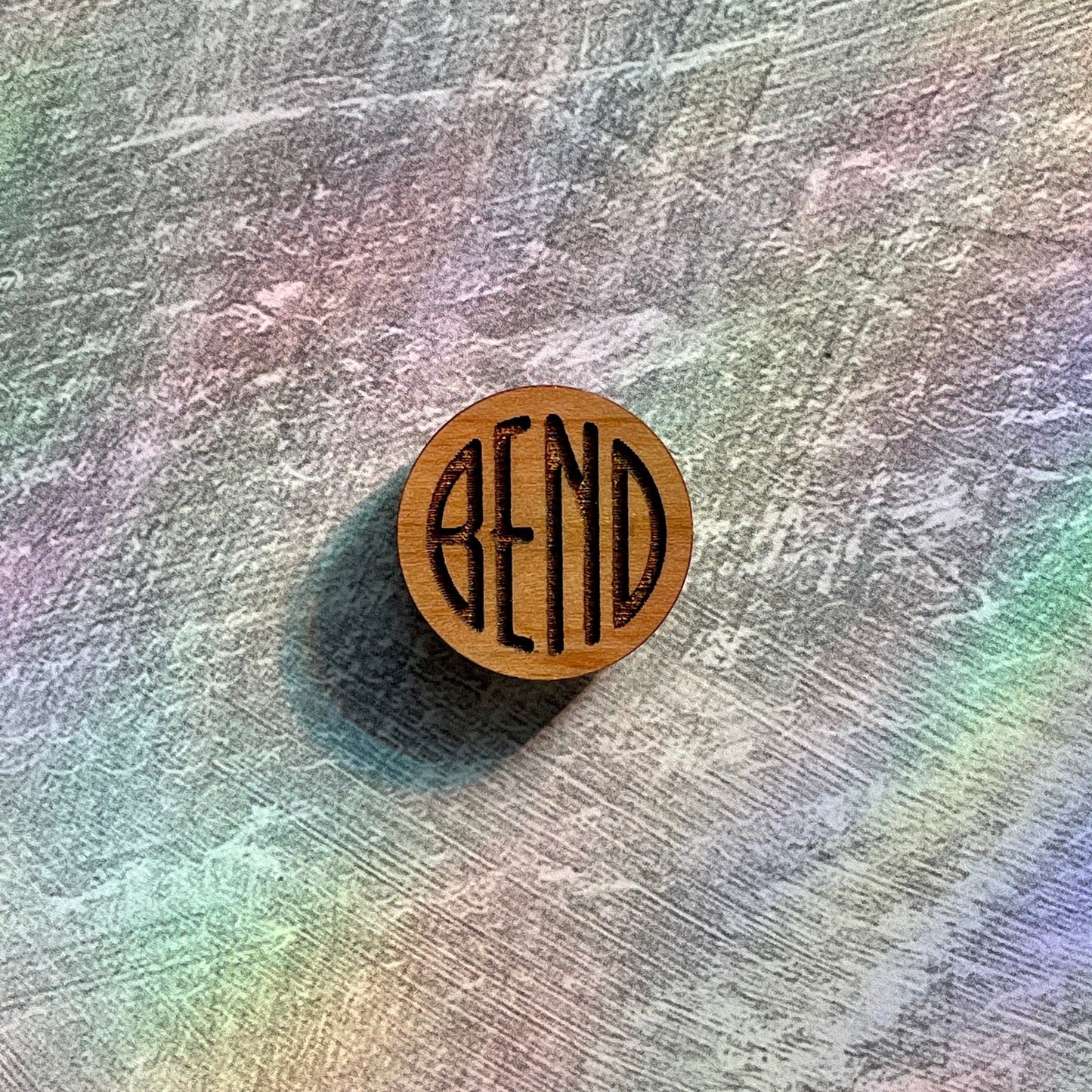 Decorative Refrigerator Magnets - Wood Magnets Bend Logo Cherry Wood by LeeMo Designs in Bend, Oregon