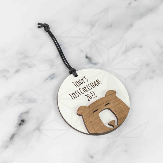 Custom Wood Ornaments: My First Christmas Bear - LeeMo Designs