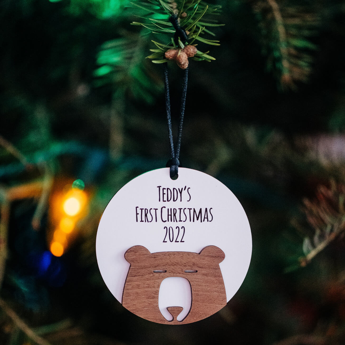 Custom Wood Ornaments: My First Christmas Bear - LeeMo Designs