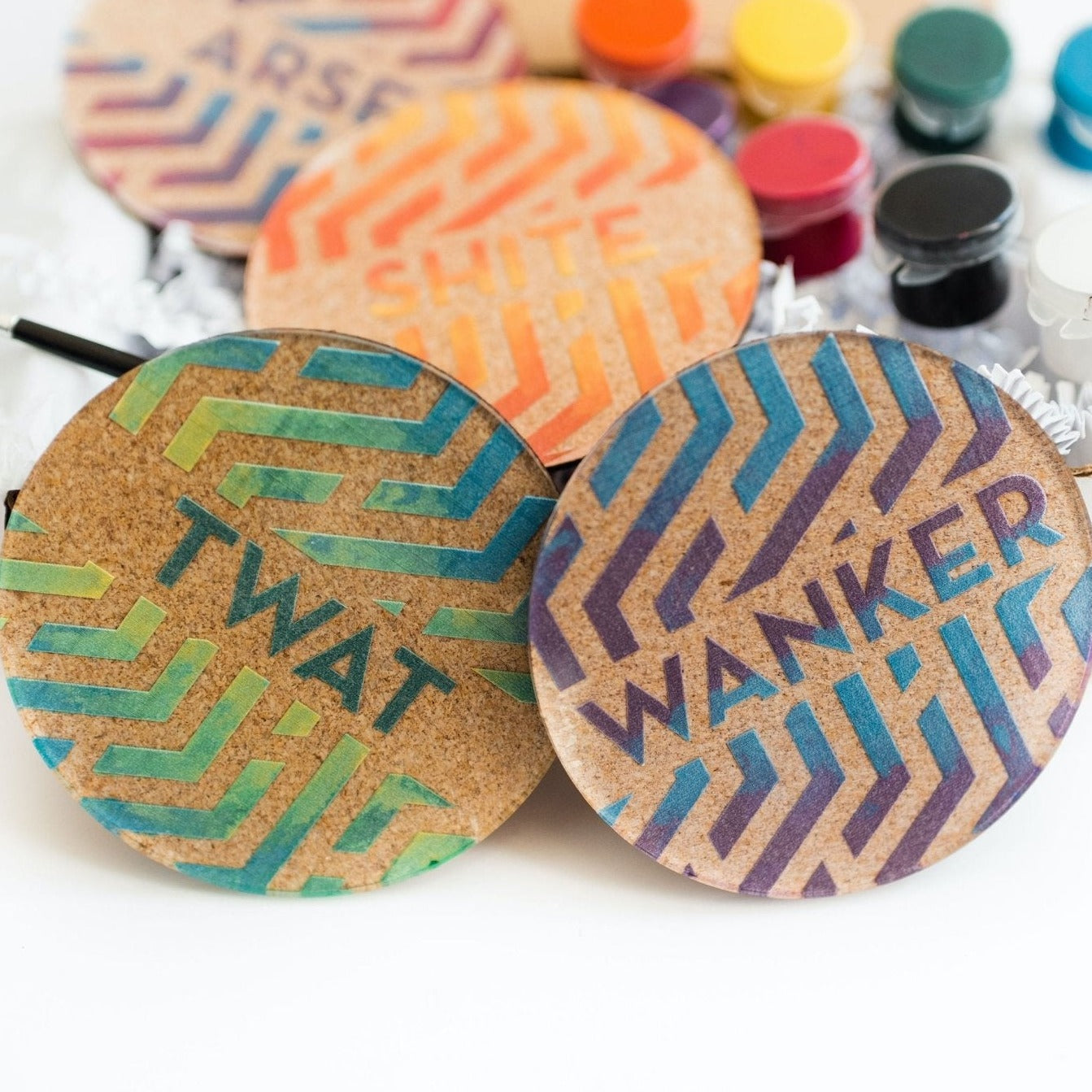 DIY Coasters - Swear Word Paint Kit - by LeeMo Designs in Bend, Oregon