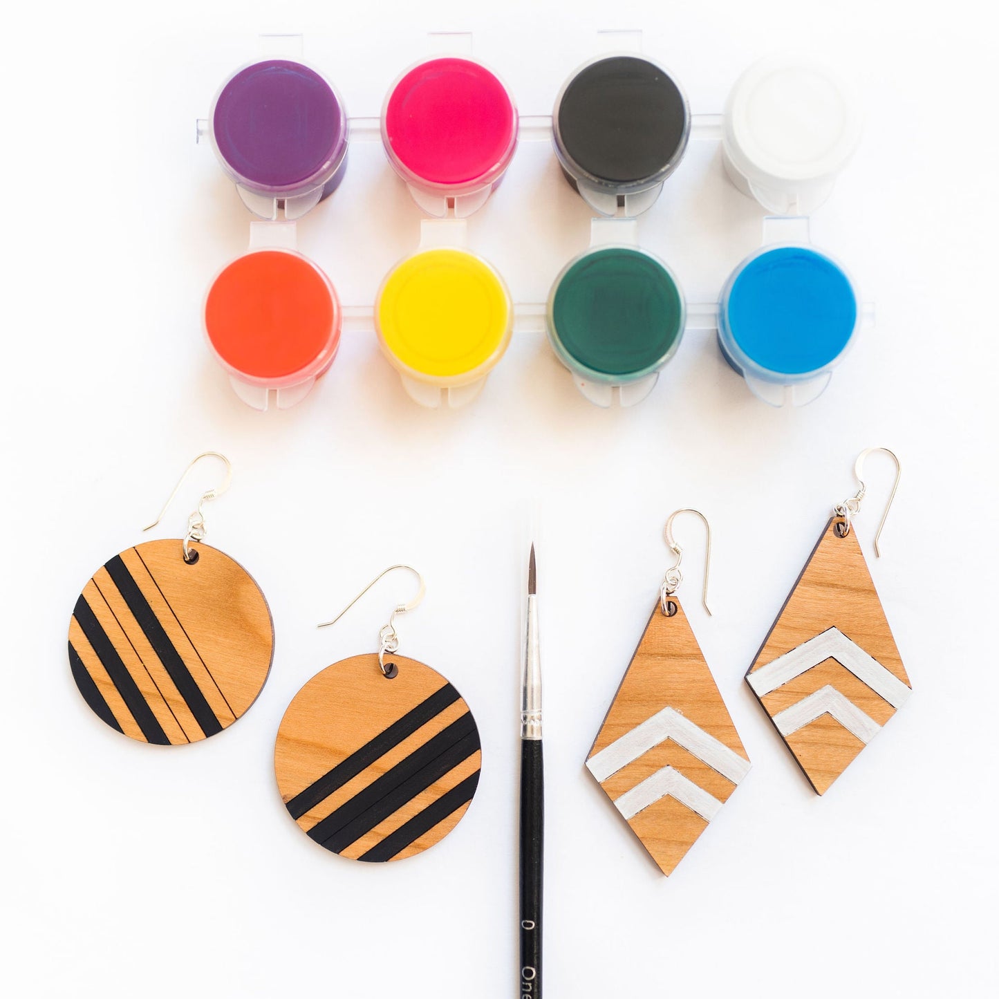 Wooden Laser Cut Earrings - Wooden DIY Paint Earrings - LeeMo Designs in Bend, Oregon