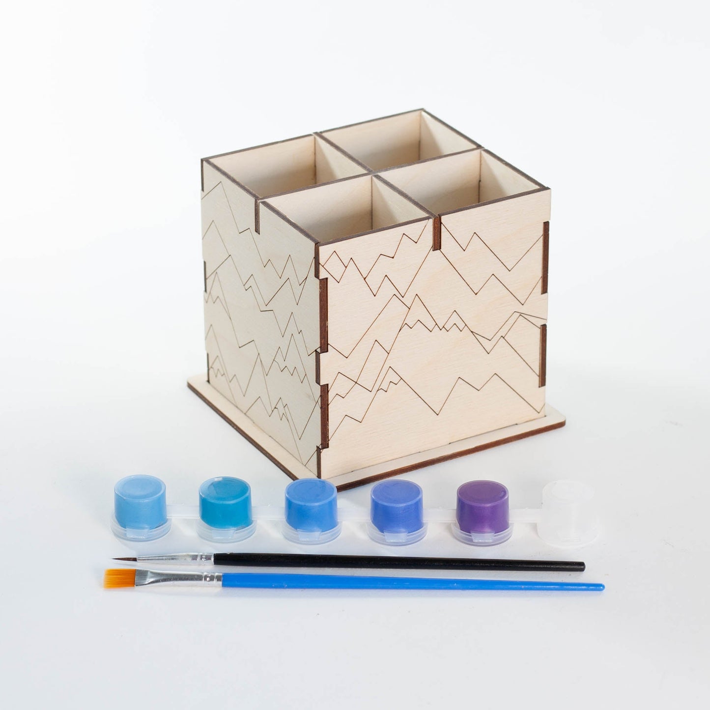 DIY Wood Kit Pen Stand - laser cut wood with metallic paint - by LeeMo Designs in Bend, Oregon