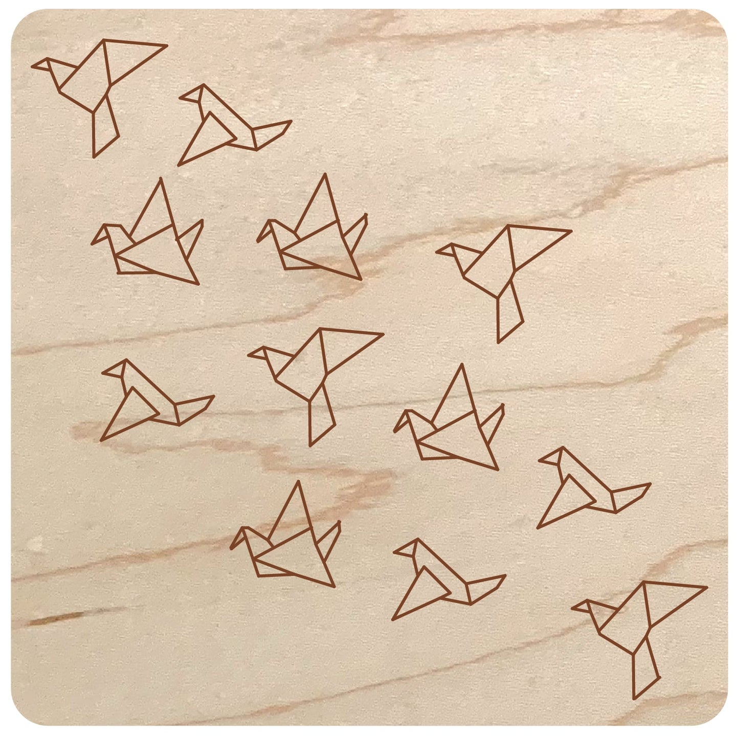 Laser Cut Wood Geometric Design for Wall - geometric flying birds design on maple wood - by LeeMo Designs in Bend, Oregon