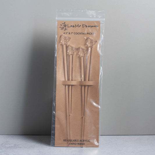 Cocktail Picks - Geometric Set of 4 - clear laser cut acrylic - by LeeMo Designs in Bend, Oregon