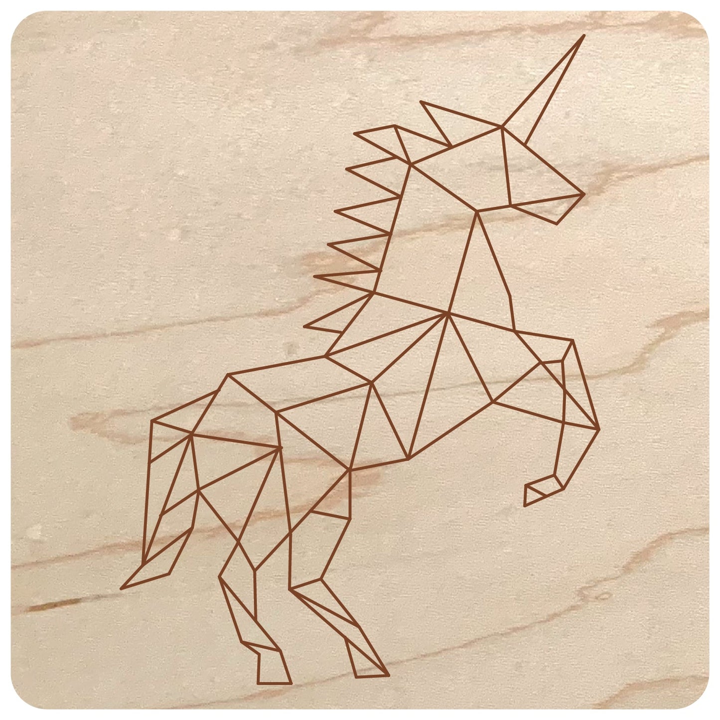 Laser Cut Wood Geometric Design for Wall - geometric unicorn design on maple wood - by LeeMo Designs in Bend, Oregon