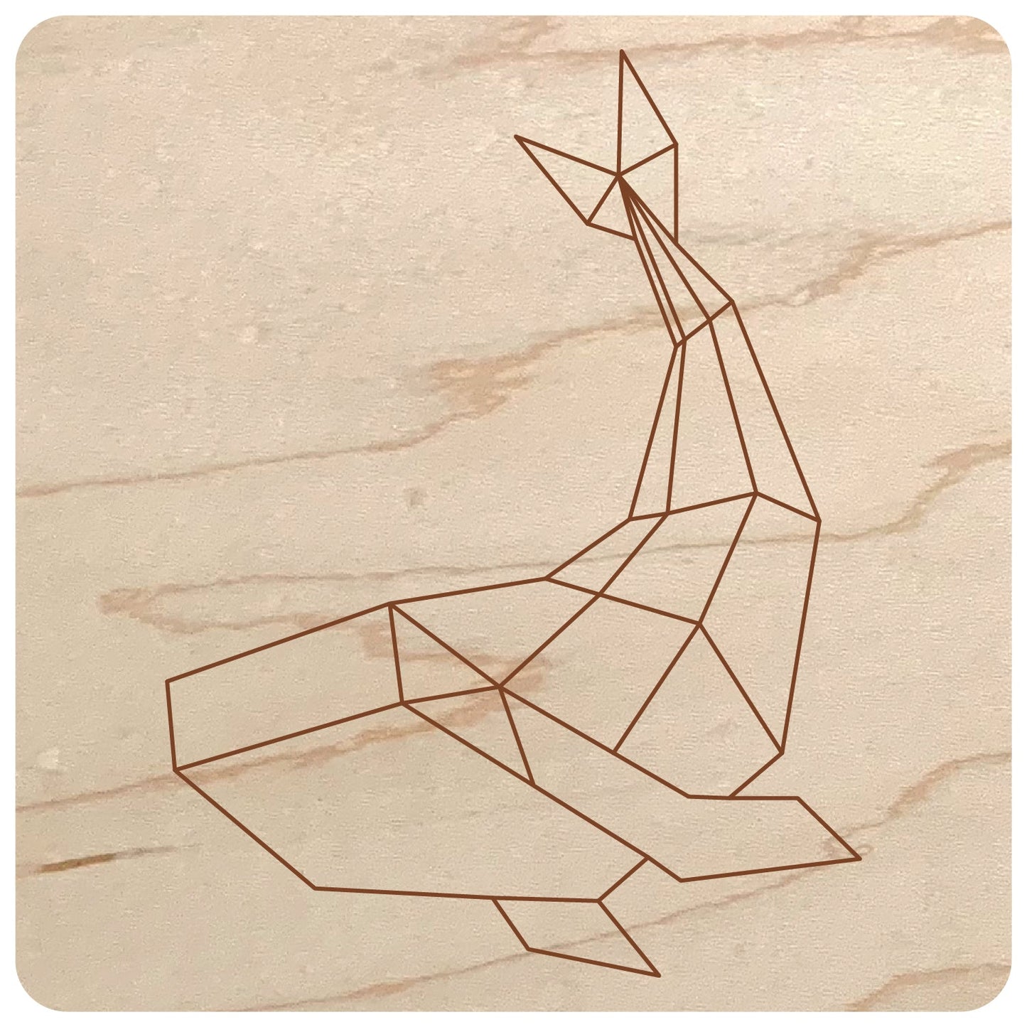 Laser Cut Wood Geometric Design for Wall - geometric whale design on maple wood - by LeeMo Designs in Bend, Oregon
