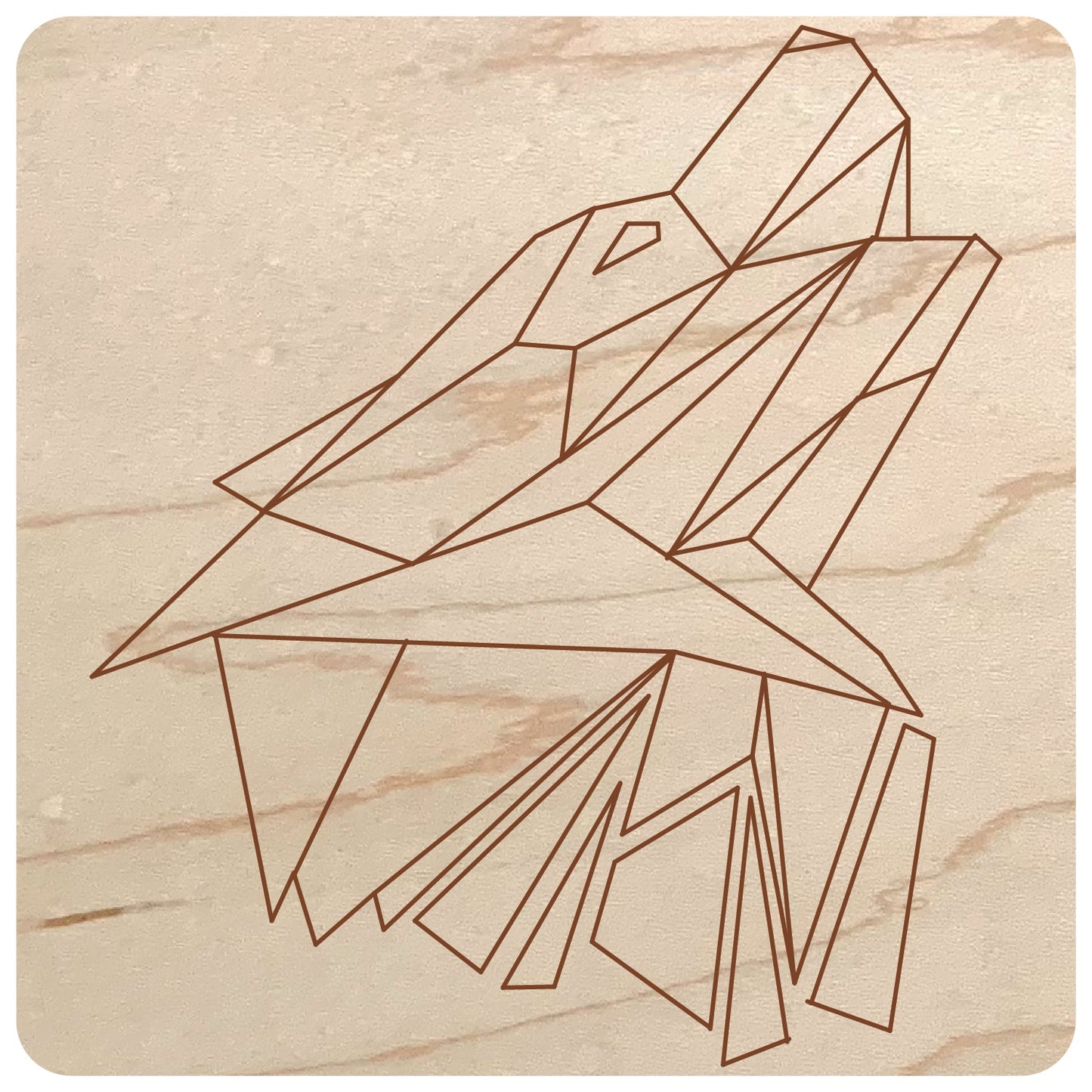 Laser Cut Wood Geometric Design for Wall - geometric howling wolf design on maple wood - by LeeMo Designs in Bend, Oregon
