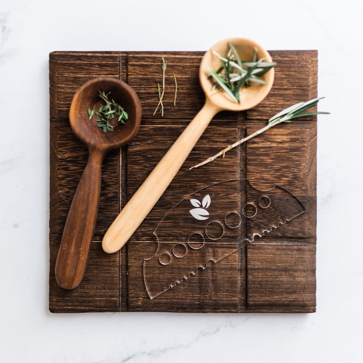 Herb and Leaf Stripper - Laser Cut and Laser Engraved Clear Acrylic by LeeMo Designs in Bend, Oregon
