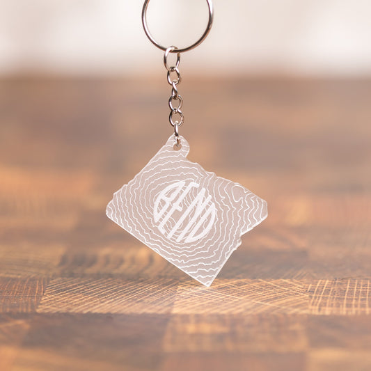 Keychains - Bend, Oregon Mt. Bachelor Topo - LeeMo Designs
