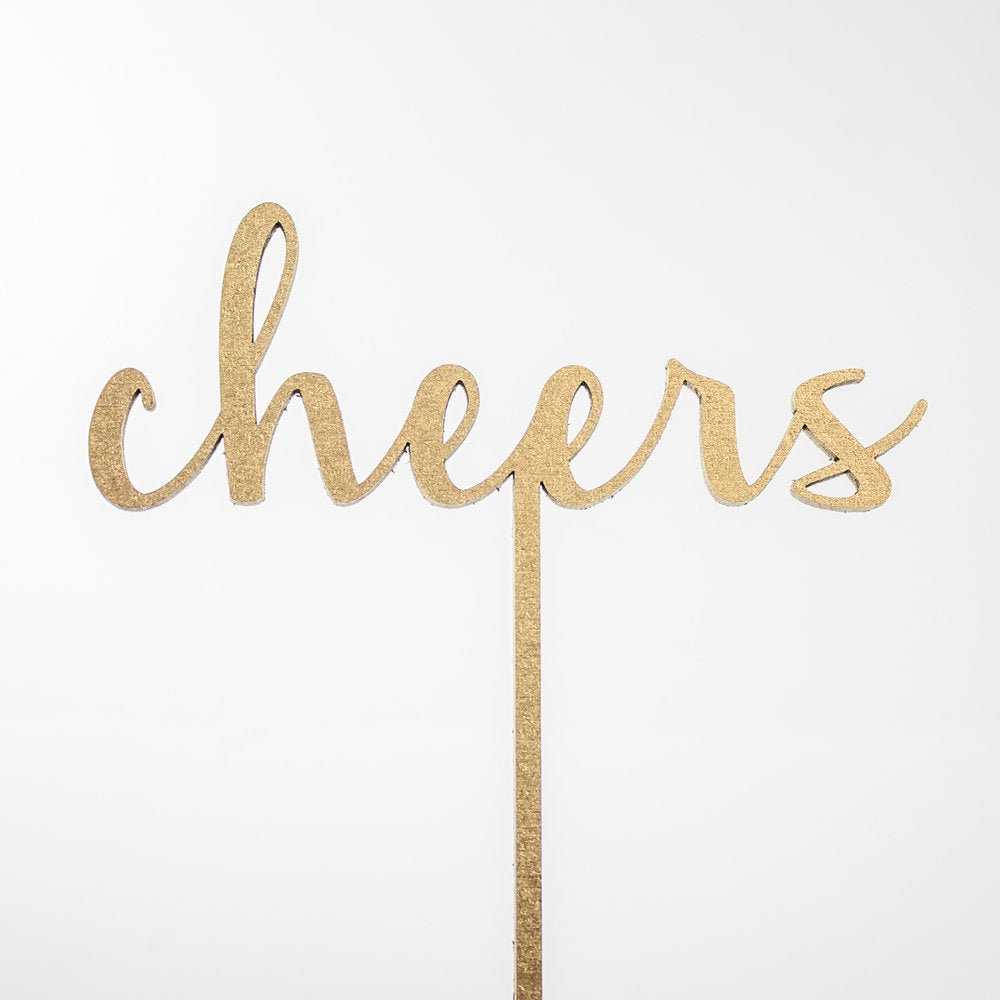 Gold Cheers Cake Topper