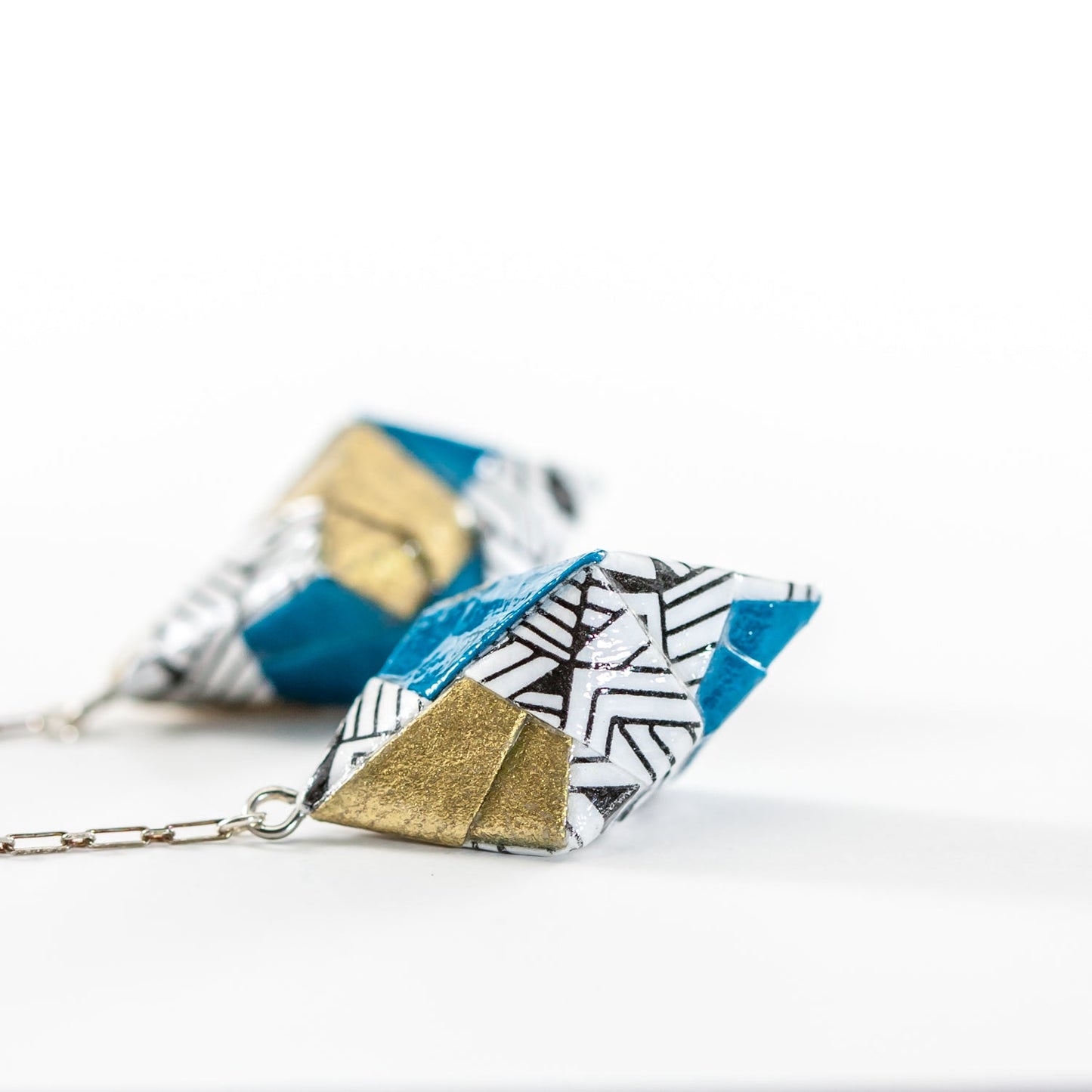 Origami Diamond Paper Earrings - Tribal - LeeMo Designs