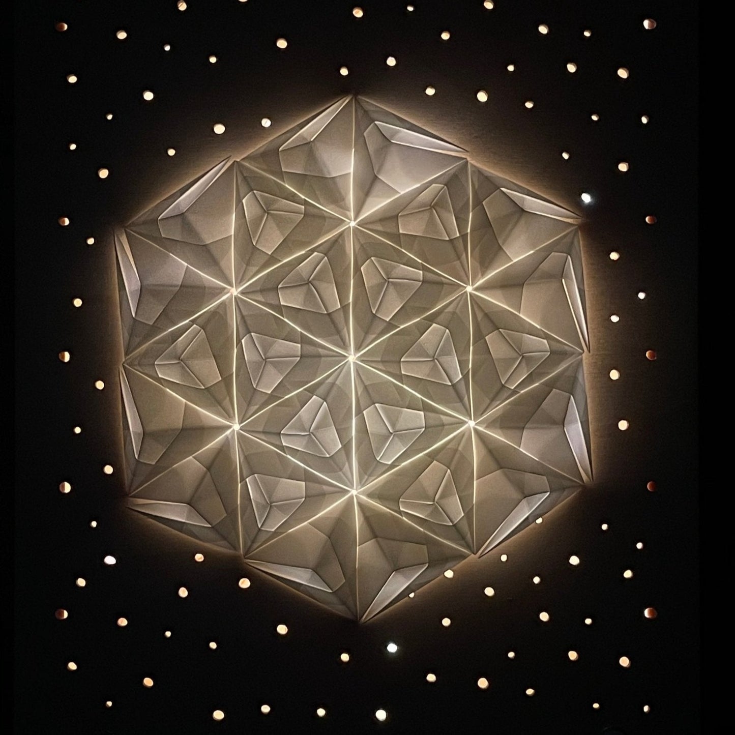 Origami & Wood LED Light Paper Wall Art by LeeMo Designs in Bend, Oregon