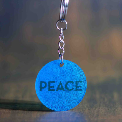 Peace & Love Acrylic Keychains - Blue Acrylic - pray for ukraine - by LeeMo Designs in Bend, Oregon