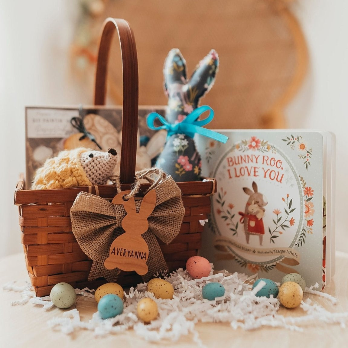 Easter Bunny Basket Tags - Laser Cut and Laser Engraved Cherry wood by LeeMo Designs in Bend, Oregon