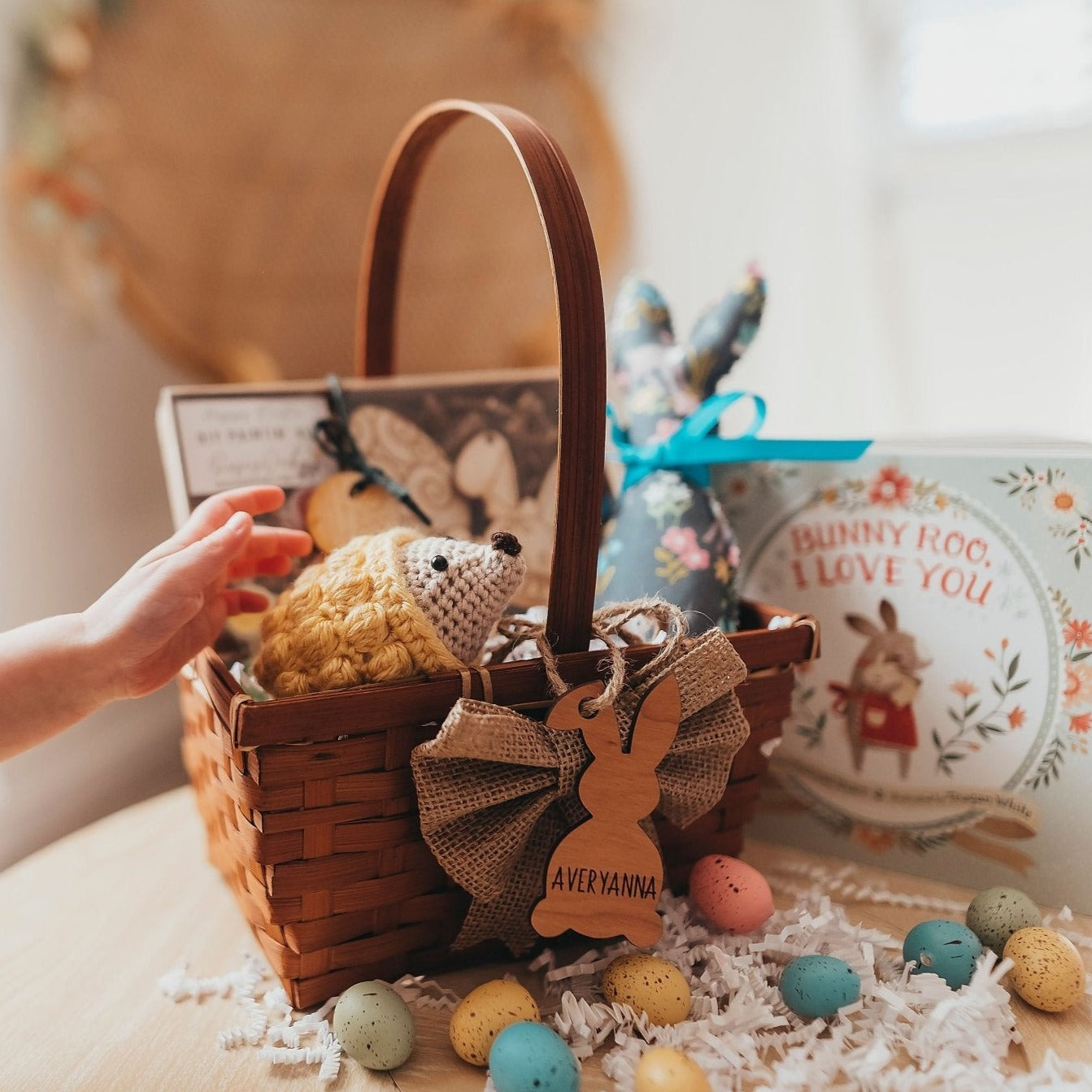 Easter Bunny Basket Tags - Laser Cut and Laser Engraved Cherry wood by LeeMo Designs in Bend, Oregon