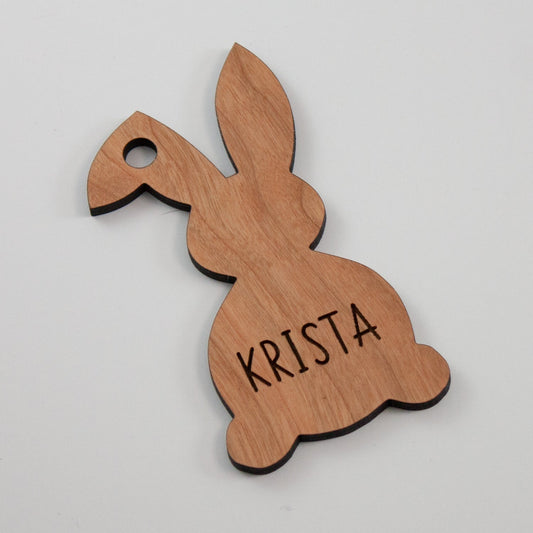 Easter Bunny Basket Tags - Laser Cut and Laser Engraved Cherry wood by LeeMo Designs in Bend, Oregon