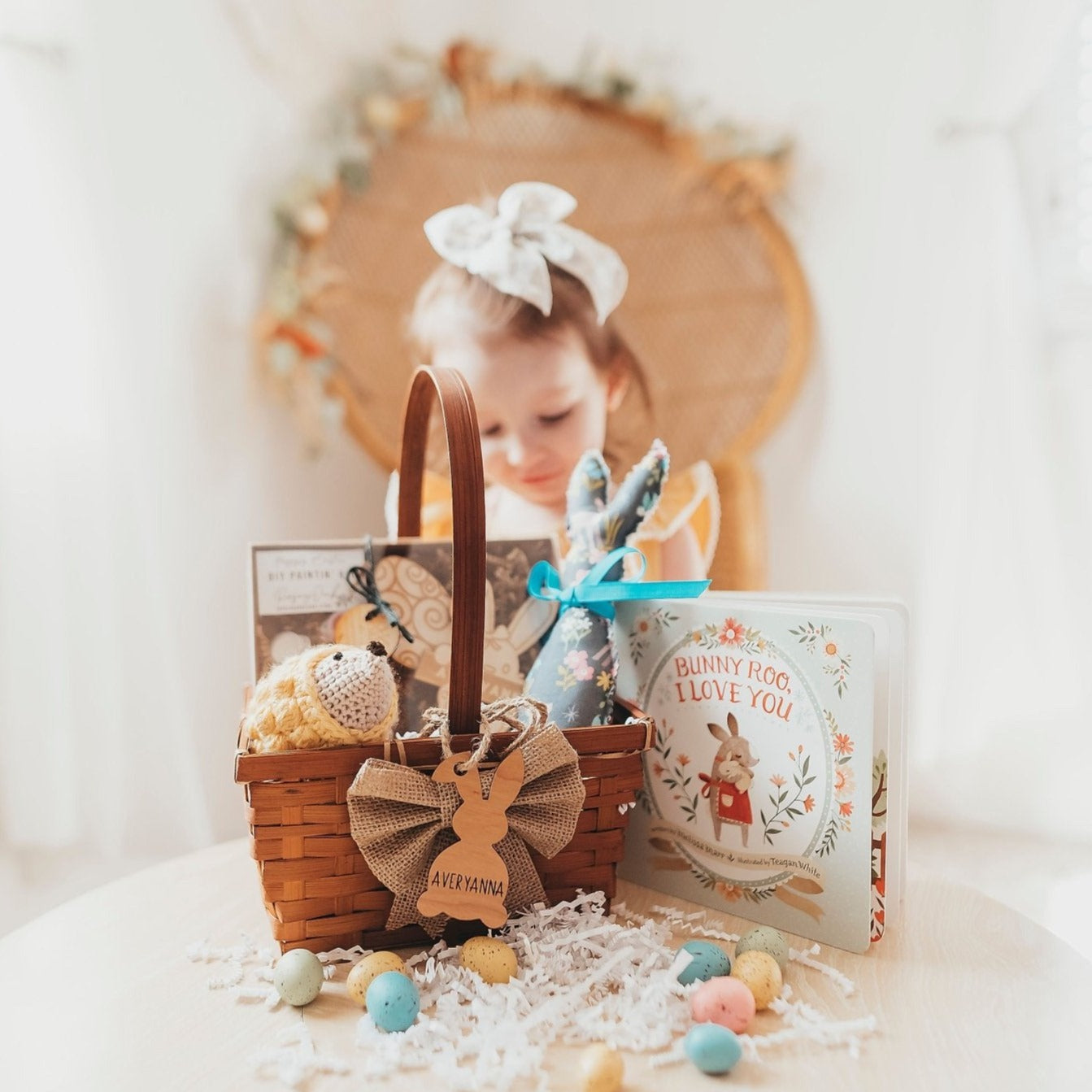 Easter Bunny Basket Tags - Laser Cut and Laser Engraved Cherry wood by LeeMo Designs in Bend, Oregon