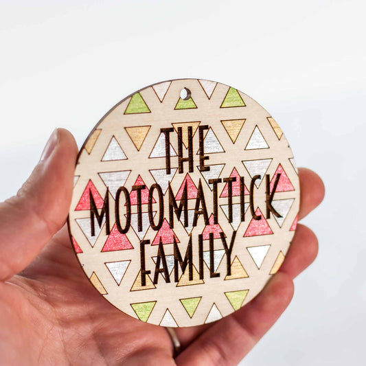 Wooden Ornament Paint Kits: Patterns Engraved and Laser Cut in Birch Plywood with 6 metallic paints included by LeeMo Designs in Bend, Oregon