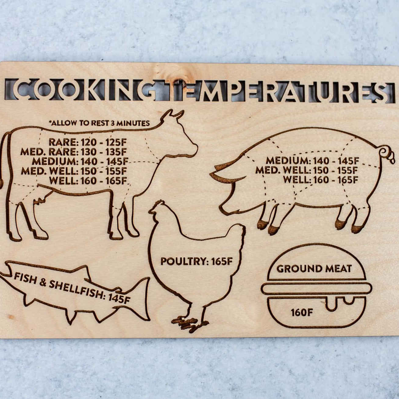 Meat Cooking Temperatures Kitchen Magnet by LeeMo Designs
