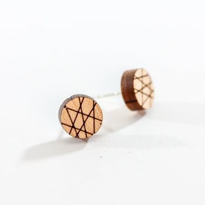 Wooden Laser Cut Earrings - Maple Wood Sen Circle - by LeeMo Designs in Bend, Oregon