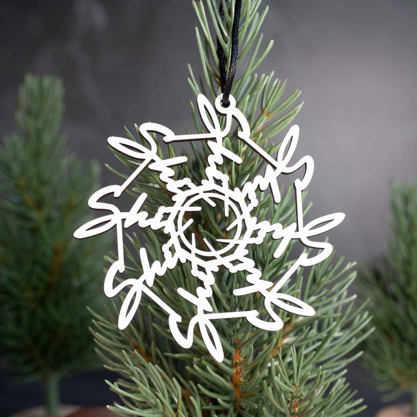 Swear Word Ornament: Laser Cut White Wood Shit Flake by LeeMo Designs in Bend, Oregon