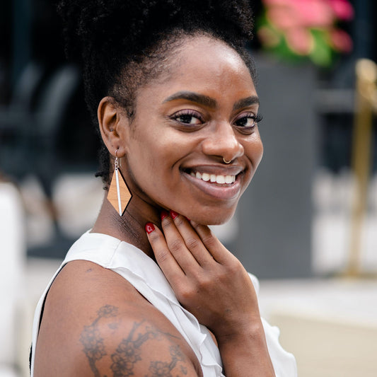 Wood Earrings - Vertical Stripe - LeeMo Designs