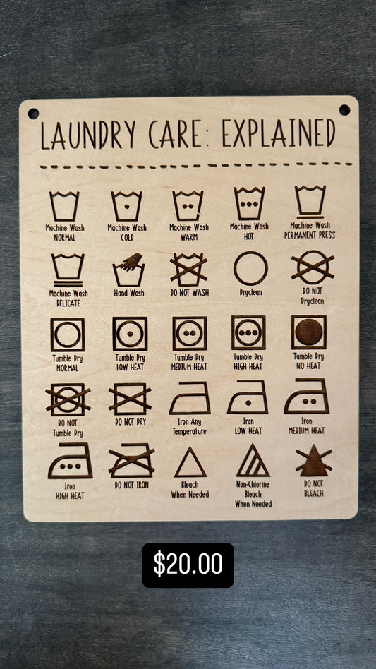 SECONDS: Laundry Icons Sign