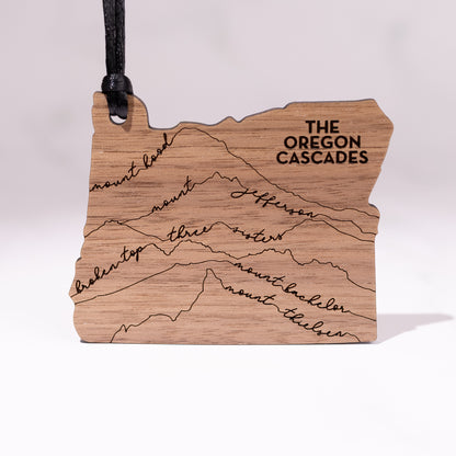 State Christmas Ornaments: Oregon Cascade Mountains (Script Font)