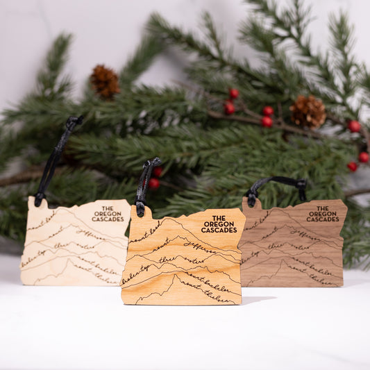 State Christmas Ornaments: Oregon Cascade Mountains (Script Font)