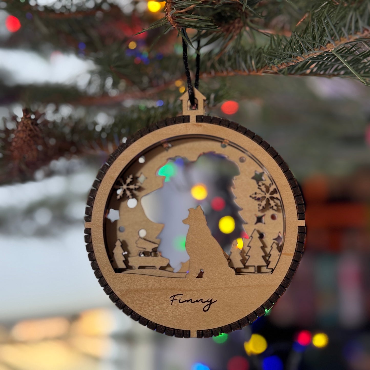 Custom Wood Ornaments: Layered Dog Silhouettes