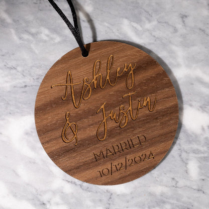 Custom Wood Ornaments: Married Date