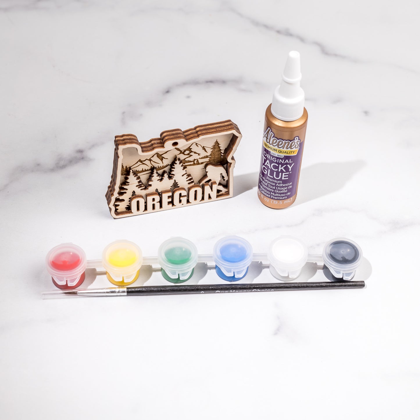 Wooden Ornament Paint Kits: Layered Oregon (DIY Kit)