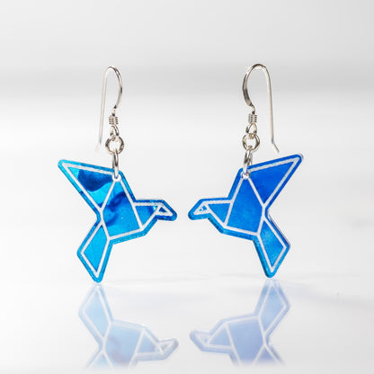 Acrylic Earrings - Alcohol Ink Geometric Crane