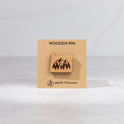 Wooden Pin - Oregon Mountains & Trees