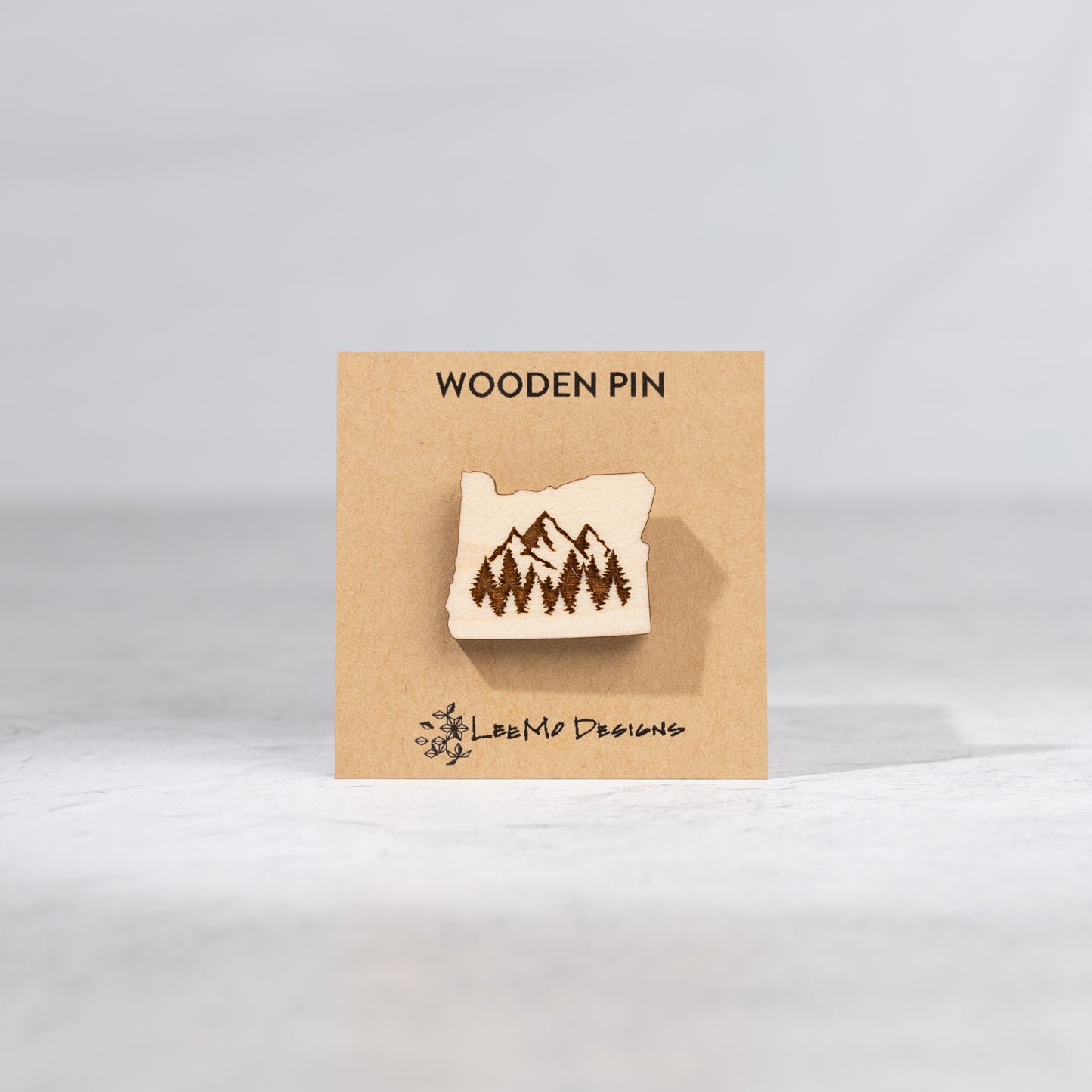 Wooden Pin - Oregon Mountains & Trees