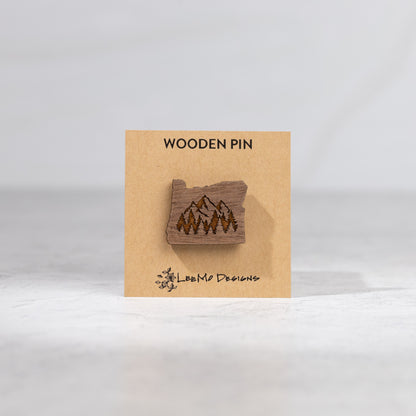 Wooden Pin - Oregon Mountains & Trees