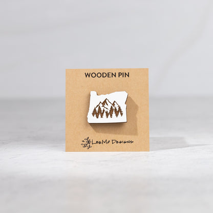 Wooden Pin - Oregon Mountains & Trees