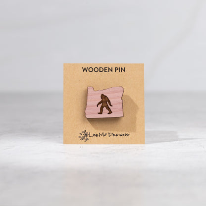 Wooden Pin - Oregon Sasquatch Bigfoot