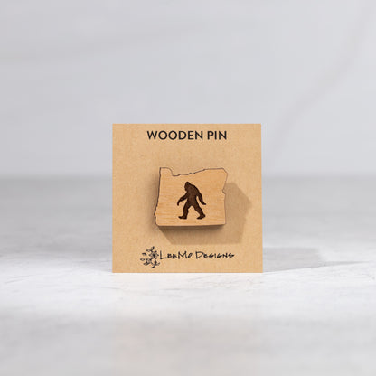 Wooden Pin - Oregon Sasquatch Bigfoot