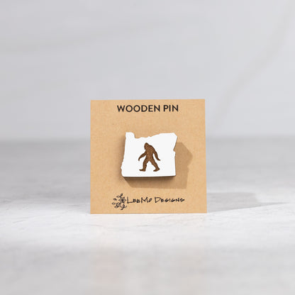 Wooden Pin - Oregon Sasquatch Bigfoot