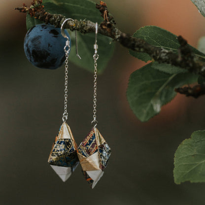 Origami Diamond Paper Earrings - Gold & Jewels