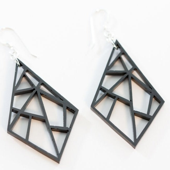 Acrylic Earrings - Black Diamonds - LeeMo Designs in Bend, Oregon